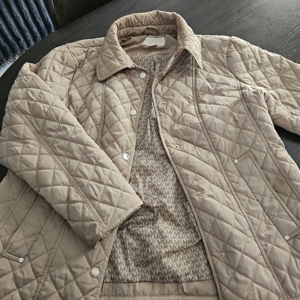 Michael Kors Tan Puffer Jacket with Quilted Design